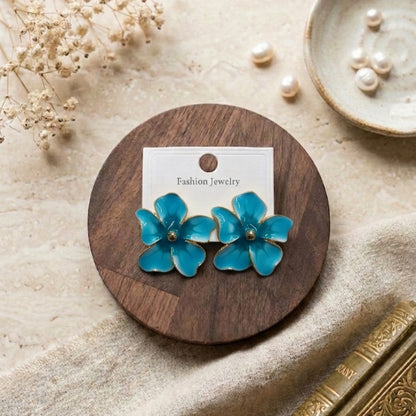 Double Layers Colorful Enamel Flowers Stud Earrings E1134