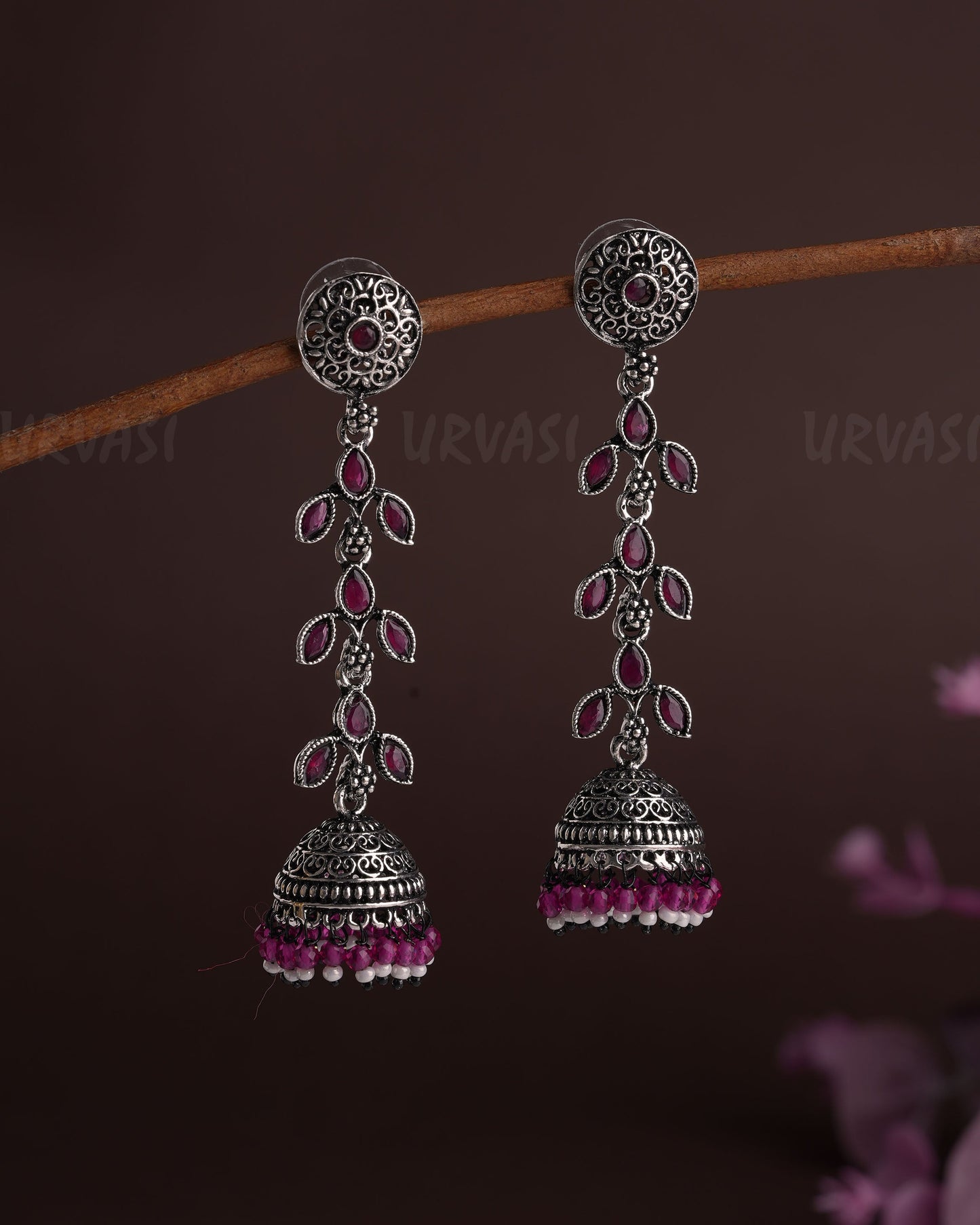 Oxidised Silver Dew-Drop Jhumka Earrings E919