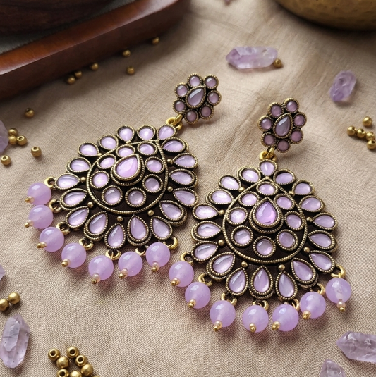 Kundan Chandbali Mehandi Hanging Earrings E1095