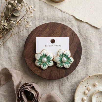 Double Layers Colorful Enamel Flowers Stud Earrings E1133