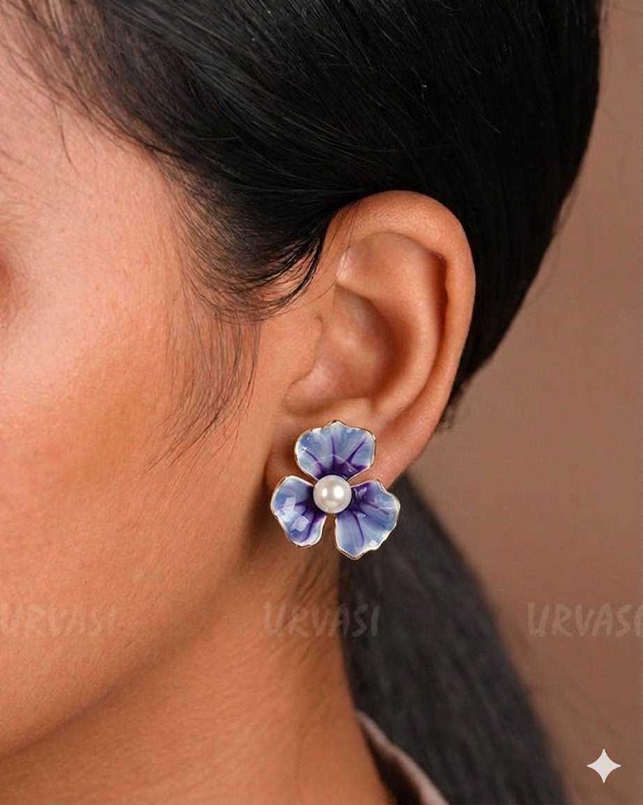 Double Layers Colorful Enamel Flowers Stud Earrings E1192