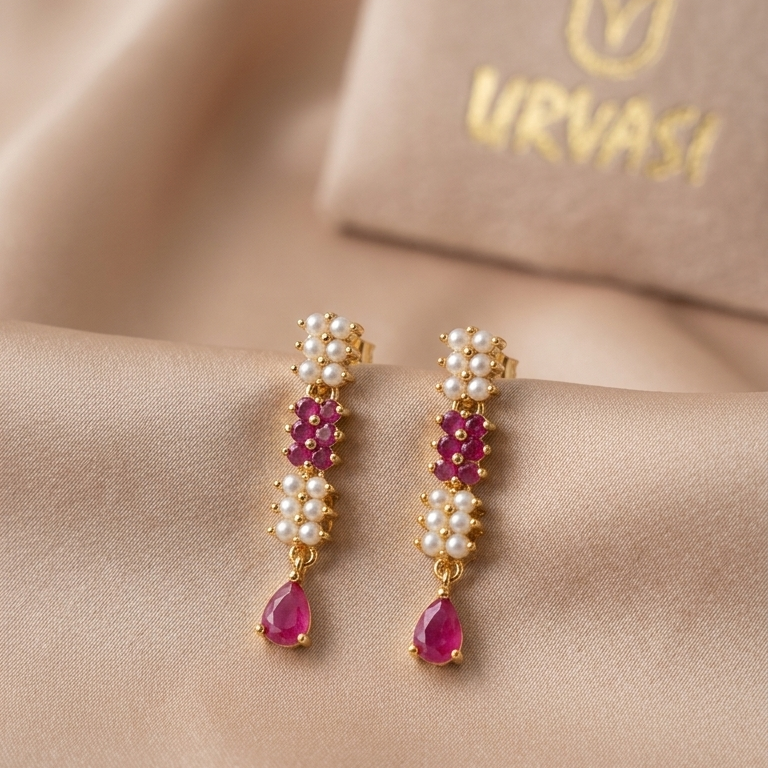 Gold Finished Pearls Earrings E1042