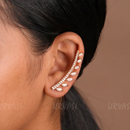 Leaf-Designed AD Ear-Cuff Earrings E1227