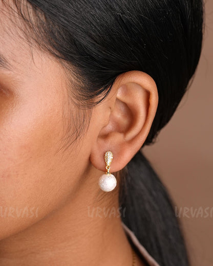 Rhodium Polish Ball Hanging Earrings E1178