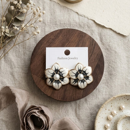 Double Layers Colorful Enamel Flowers Stud Earrings E1133