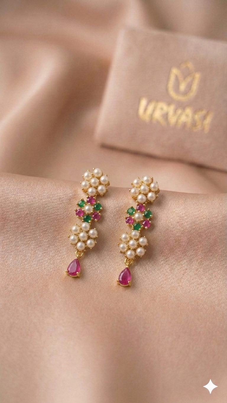 Gold Finished Pearls Earrings E1044