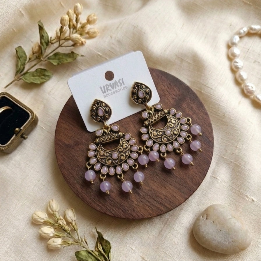 Kundan Chandbali Mehandi Hanging Earrings E1135