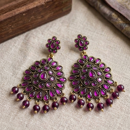 Kundan Chandbali Mehandi Hanging Earrings E1095