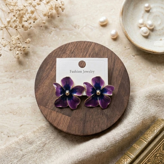 Double Layers Colorful Enamel Flowers Stud Earrings E1134