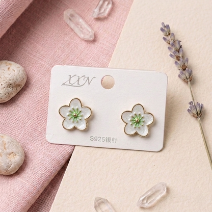 Korean-style enamel floral stud earrings E1094