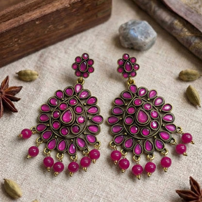 Kundan Chandbali Mehandi Hanging Earrings E1095