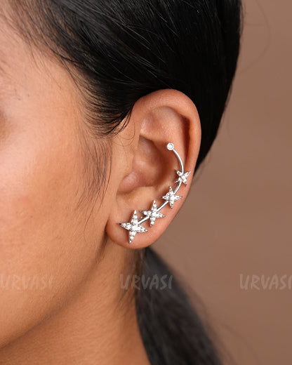 Star-Designed-AD Adjustable Ear-Cuff Earrings E1229