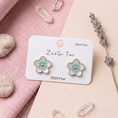 Korean-style enamel floral stud earrings E1094