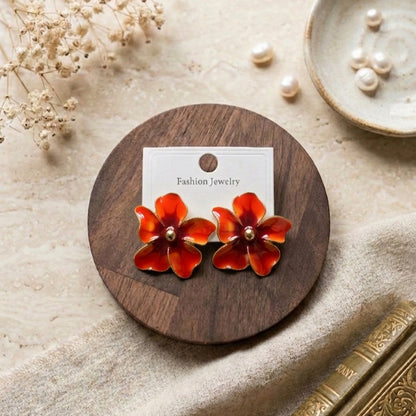 Double Layers Colorful Enamel Flowers Stud Earrings E1134