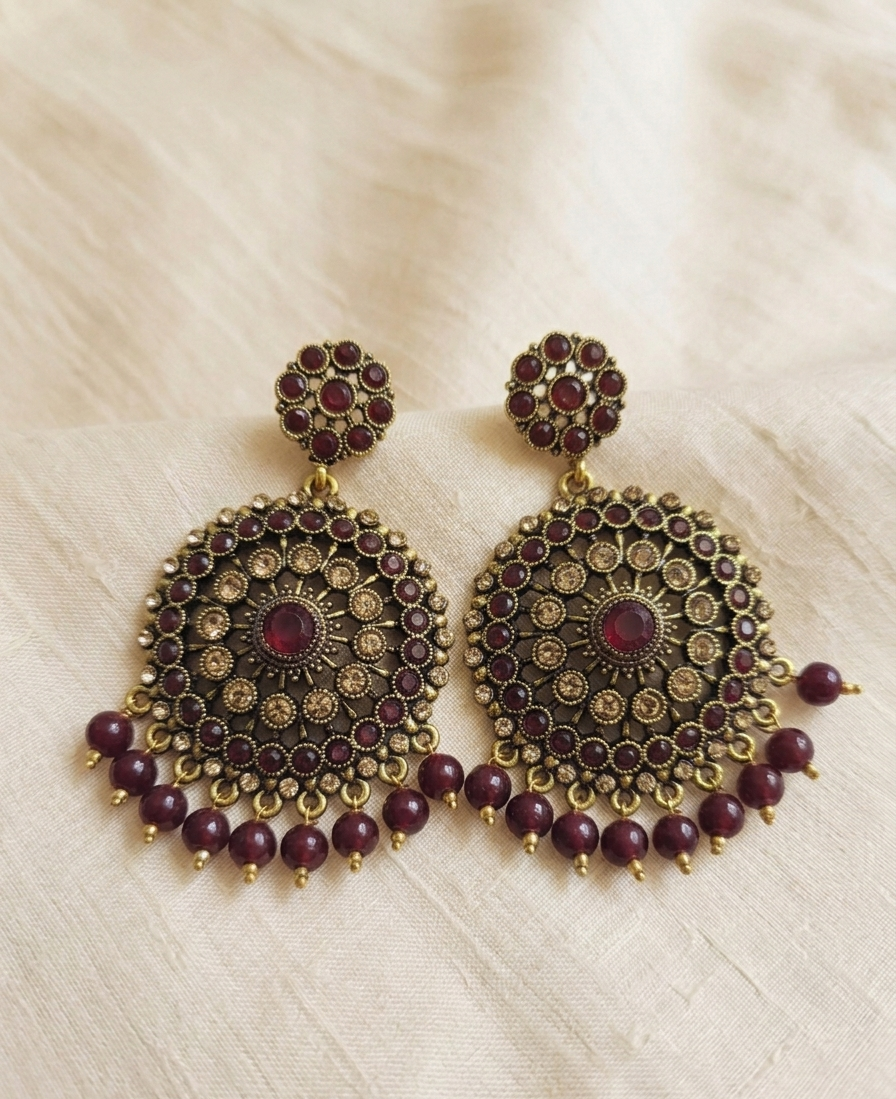 Kundan Chandbali Mehandi Hanging Earrings E1104