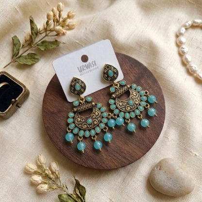 Kundan Chandbali Mehandi Hanging Earrings E1135