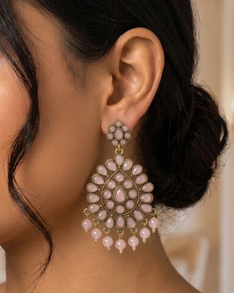 Kundan Chandbali Mehandi Hanging Earrings E1096